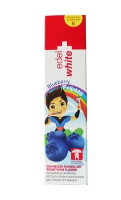 Edel+White Blueberry (50 г) Scanderra біоактивна дитяча зубна паста з ксилітом 100-112 фото