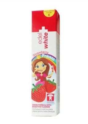 Edel+White Strawberry (50мл) Scanderra біоактивна дитяча зубна паста з ксилітом 100-111 фото